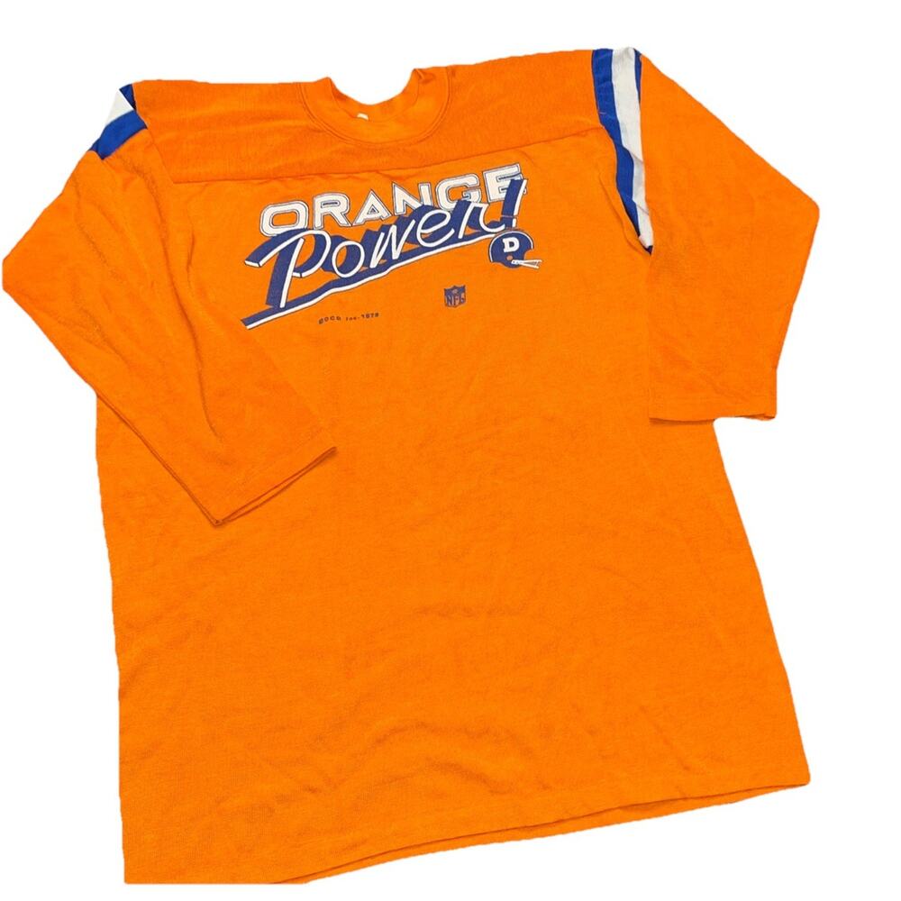 Vintage 70s 1979 Denver Broncos Orange Power Knit Shirt Made In USA